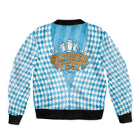 Oktoberfest Bomber Jacket with Beer Glass Illustration Blue White Diamond - Wonder Print Shop