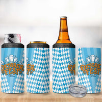 Oktoberfest 4 in 1 Can Cooler Tumbler with Beer Glass Illustration Blue White Diamond - Wonder Print Shop