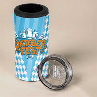 Oktoberfest 4 in 1 Can Cooler Tumbler with Beer Glass Illustration Blue White Diamond - Wonder Print Shop