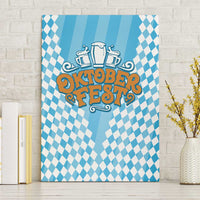 Oktoberfest Canvas Wall Art with Beer Glass Illustration Blue White Diamond - Wonder Print Shop