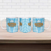 Oktoberfest Ceramic Mug with Beer Glass Illustration Blue White Diamond - Wonder Print Shop