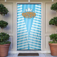 Oktoberfest Door Cover with Beer Glass Illustration Blue White Diamond - Wonder Print Shop