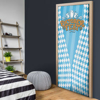 Oktoberfest Door Cover with Beer Glass Illustration Blue White Diamond - Wonder Print Shop