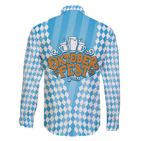 Oktoberfest Family Matching Puletasi and Hawaiian Shirt with Beer Glass Illustration Blue White Diamond - Wonder Print Shop