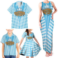 Oktoberfest Family Matching Tank Maxi Dress and Hawaiian Shirt with Beer Glass Illustration Blue White Diamond - Wonder Print Shop