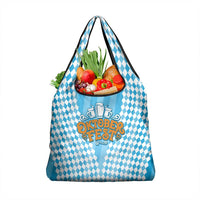 Oktoberfest Grocery Bag with Beer Glass Illustration Blue White Diamond - Wonder Print Shop