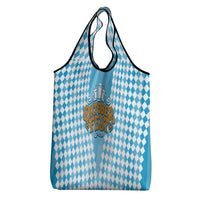 Oktoberfest Grocery Bag with Beer Glass Illustration Blue White Diamond - Wonder Print Shop