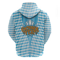 Oktoberfest Hoodie with Beer Glass Illustration Blue White Diamond - Wonder Print Shop