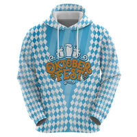 Oktoberfest Hoodie with Beer Glass Illustration Blue White Diamond - Wonder Print Shop