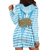 Oktoberfest Hoodie Dress with Beer Glass Illustration Blue White Diamond - Wonder Print Shop