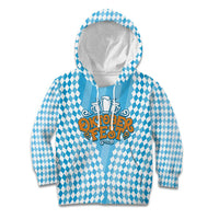 Oktoberfest Kid Hoodie with Beer Glass Illustration Blue White Diamond - Wonder Print Shop