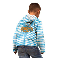 Oktoberfest Kid Hoodie with Beer Glass Illustration Blue White Diamond - Wonder Print Shop