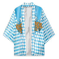 Oktoberfest Kimono with Beer Glass Illustration Blue White Diamond - Wonder Print Shop