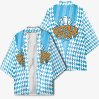 Oktoberfest Kimono with Beer Glass Illustration Blue White Diamond - Wonder Print Shop