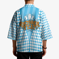 Oktoberfest Kimono with Beer Glass Illustration Blue White Diamond - Wonder Print Shop