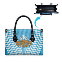 Oktoberfest Leather Bag with Beer Glass Illustration Blue White Diamond - Wonder Print Shop
