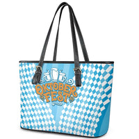 Oktoberfest Leather Tote Bag with Beer Glass Illustration Blue White Diamond - Wonder Print Shop