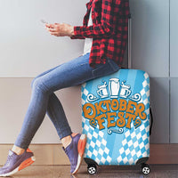 Oktoberfest Luggage Cover with Beer Glass Illustration Blue White Diamond - Wonder Print Shop