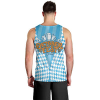Oktoberfest Men Tank Top with Beer Glass Illustration Blue White Diamond - Wonder Print Shop