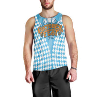 Oktoberfest Men Tank Top with Beer Glass Illustration Blue White Diamond - Wonder Print Shop