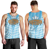 Oktoberfest Men Tank Top with Beer Glass Illustration Blue White Diamond - Wonder Print Shop