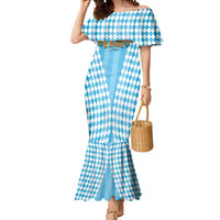 Oktoberfest Mermaid Dress with Beer Glass Illustration Blue White Diamond - Wonder Print Shop