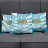 Oktoberfest Pillow Cover with Beer Glass Illustration Blue White Diamond - Wonder Print Shop