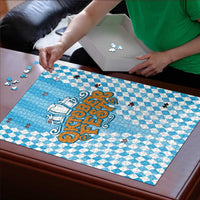 Oktoberfest Puzzle with Beer Glass Illustration Blue White Diamond - Wonder Print Shop