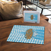 Oktoberfest Puzzle with Beer Glass Illustration Blue White Diamond - Wonder Print Shop