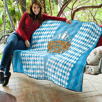 Oktoberfest Quilt with Beer Glass Illustration Blue White Diamond - Wonder Print Shop