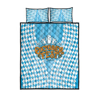 Oktoberfest Quilt Bed Set with Beer Glass Illustration Blue White Diamond - Wonder Print Shop