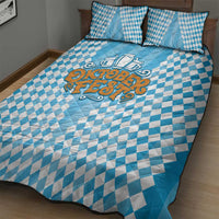Oktoberfest Quilt Bed Set with Beer Glass Illustration Blue White Diamond - Wonder Print Shop