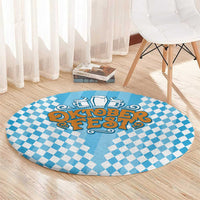 Oktoberfest Round Carpet with Beer Glass Illustration Blue White Diamond - Wonder Print Shop