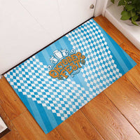Oktoberfest Rubber Doormat with Beer Glass Illustration Blue White Diamond - Wonder Print Shop