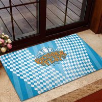 Oktoberfest Rubber Doormat with Beer Glass Illustration Blue White Diamond - Wonder Print Shop