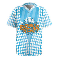 Oktoberfest Rugby Jersey with Beer Glass Illustration Blue White Diamond - Wonder Print Shop