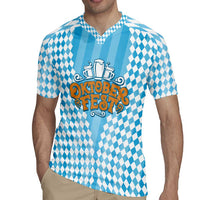 Oktoberfest Rugby Jersey with Beer Glass Illustration Blue White Diamond - Wonder Print Shop