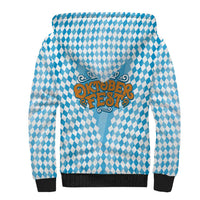 Oktoberfest Sherpa Hoodie with Beer Glass Illustration Blue White Diamond - Wonder Print Shop