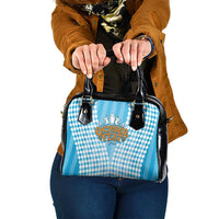 Oktoberfest Shoulder Handbag with Beer Glass Illustration Blue White Diamond - Wonder Print Shop