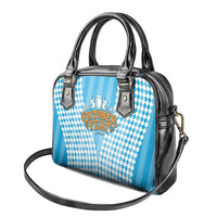 Oktoberfest Shoulder Handbag with Beer Glass Illustration Blue White Diamond - Wonder Print Shop