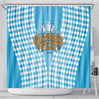 Oktoberfest Shower Curtain with Beer Glass Illustration Blue White Diamond - Wonder Print Shop