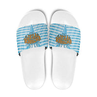 Oktoberfest Slide Sandals with Beer Glass Illustration Blue White Diamond - Wonder Print Shop