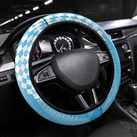 Oktoberfest Steering Wheel Cover with Beer Glass Illustration Blue White Diamond - Wonder Print Shop
