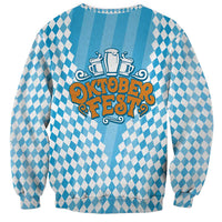 Oktoberfest Sweatshirt with Beer Glass Illustration Blue White Diamond - Wonder Print Shop
