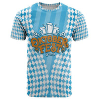 Oktoberfest T Shirt with Beer Glass Illustration Blue White Diamond - Wonder Print Shop