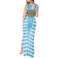 Oktoberfest Tank Maxi Dress with Beer Glass Illustration Blue White Diamond - Wonder Print Shop