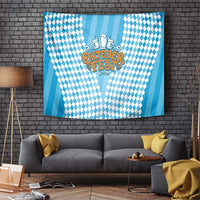 Oktoberfest Tapestry with Beer Glass Illustration Blue White Diamond - Wonder Print Shop