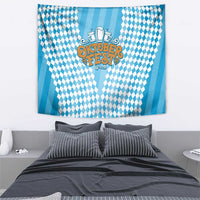 Oktoberfest Tapestry with Beer Glass Illustration Blue White Diamond - Wonder Print Shop
