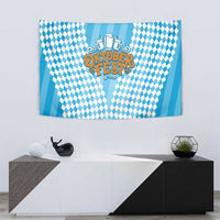 Oktoberfest Tapestry with Beer Glass Illustration Blue White Diamond - Wonder Print Shop