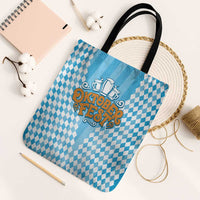 Oktoberfest Tote Bag with Beer Glass Illustration Blue White Diamond - Wonder Print Shop